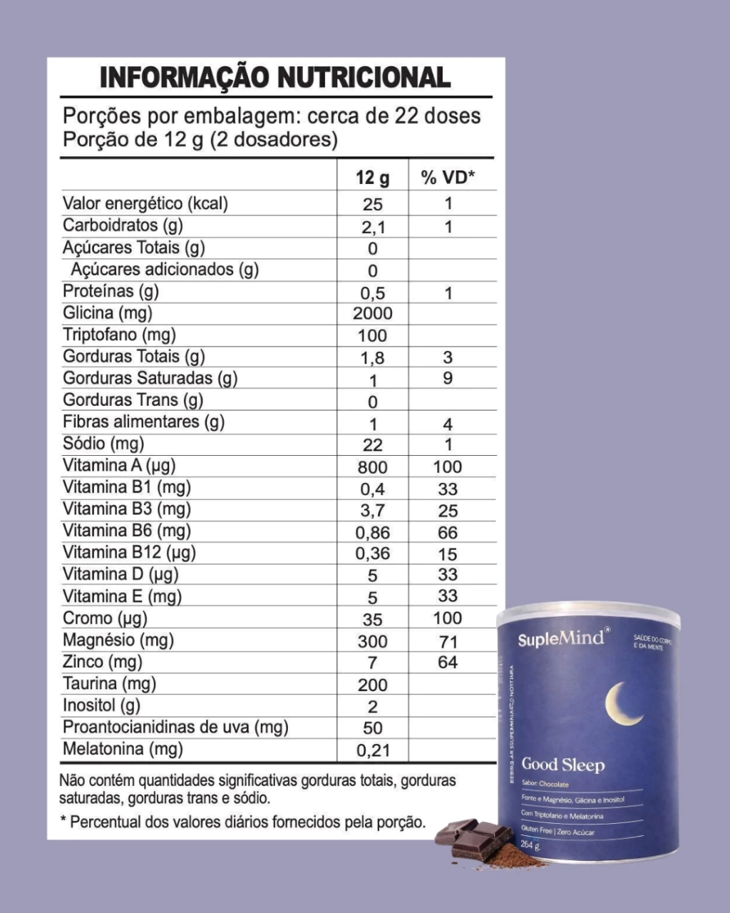 Tabela Nutricional Good Sleep SupleMind