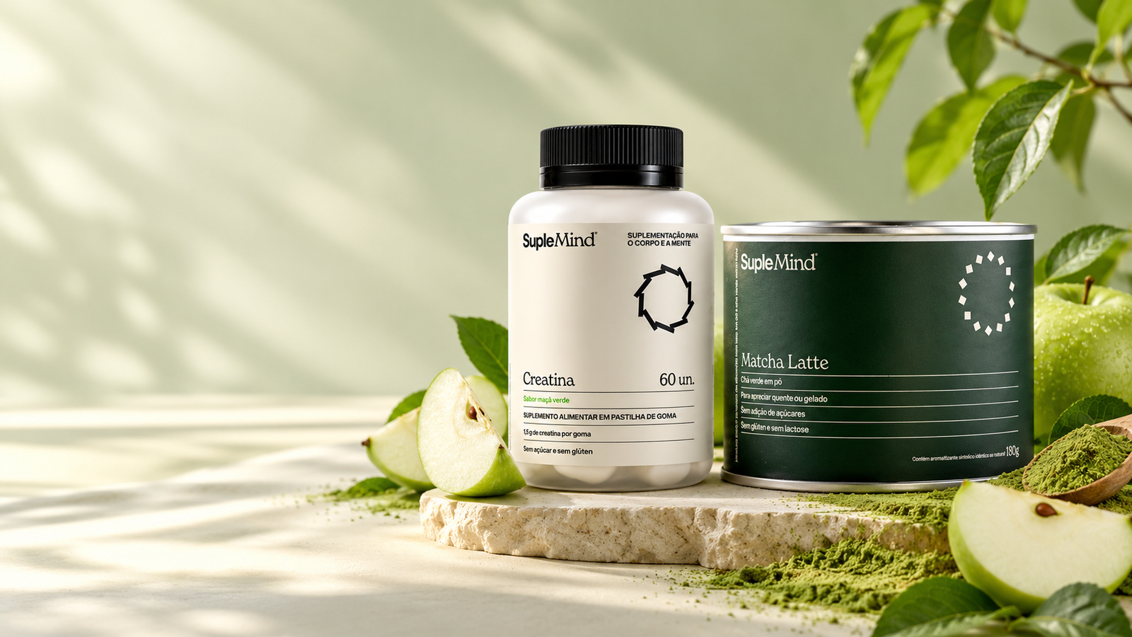 Creatina Gummy Maçã Verde e Matcha Latte SupleMind