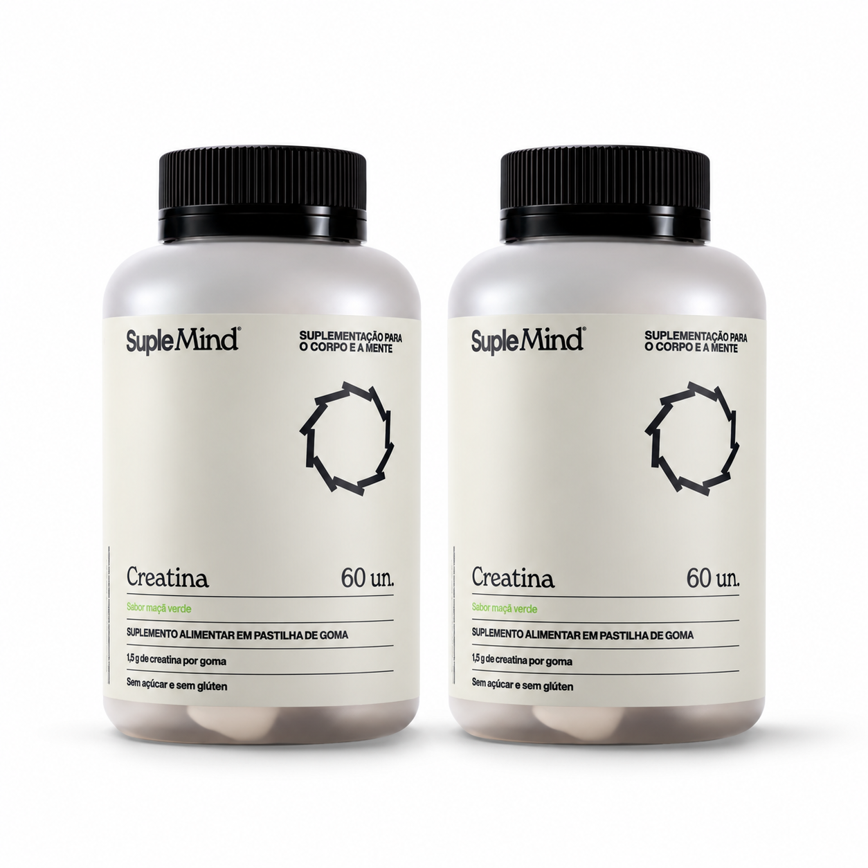 Kit com 2 potes de Creatina Gummy Maçã Verde SupleMind